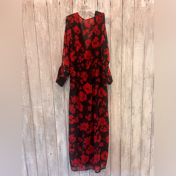 Miley+Molly Red/Black Floral Sheer Dress - Picture 7 of 10